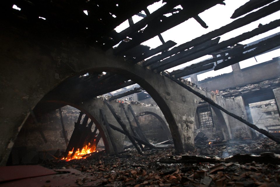Pictures from today show the shocking aftermath of the inferno which ripped through the island