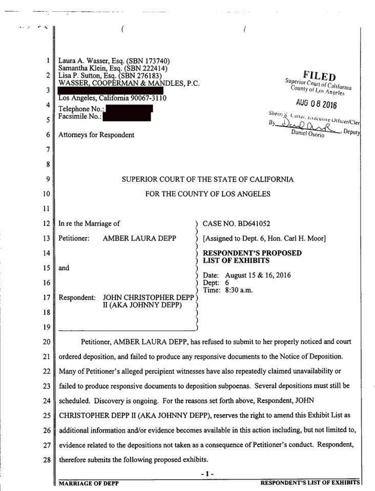 EXCLUSIVE: Johnny Depp's witness list for Amber Heard divorce case includes his ex-wife Vanessa Paradis