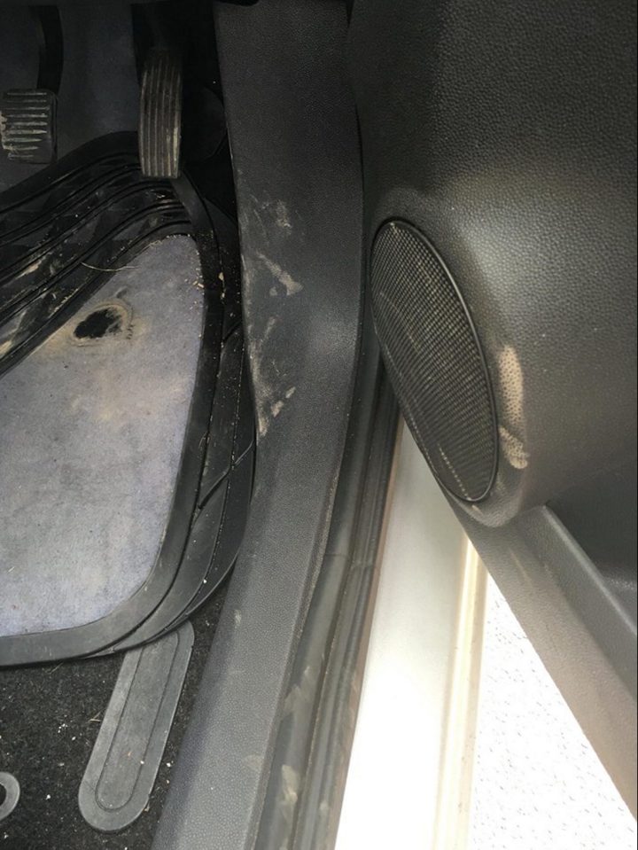 The vehicle was covered in mud and cigarette ash 