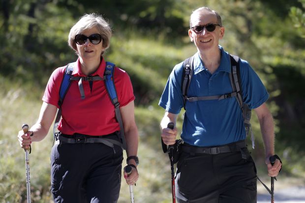Theresa May and her husband Philip are enjoying themselves on holiday