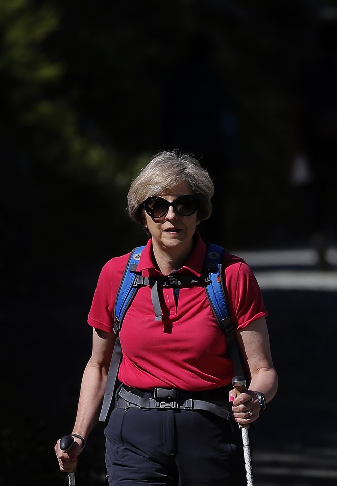 Theresa May is on holiday in the Alps in Switzerland