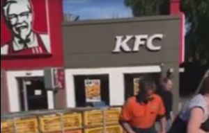 A load of chickens fell off the back of a truck and ended up in the worst place possible... a KFC car park