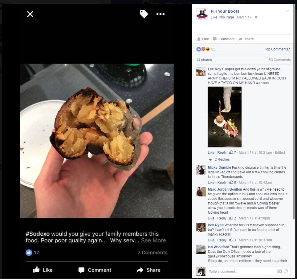 Yucky grub . . . troops complain of under-cooked chicken and mouldy food