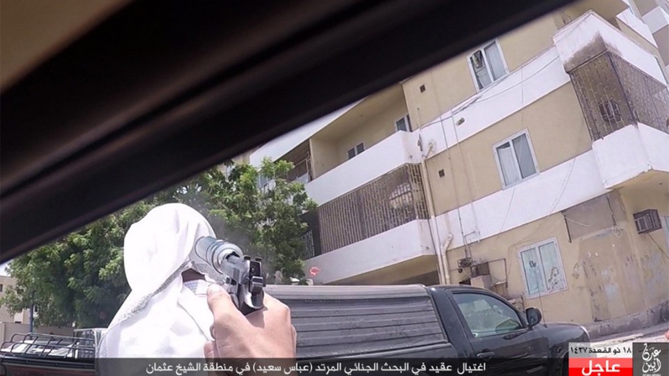 The hitman rolls his car up along the victim pointing the gun at the back of his head