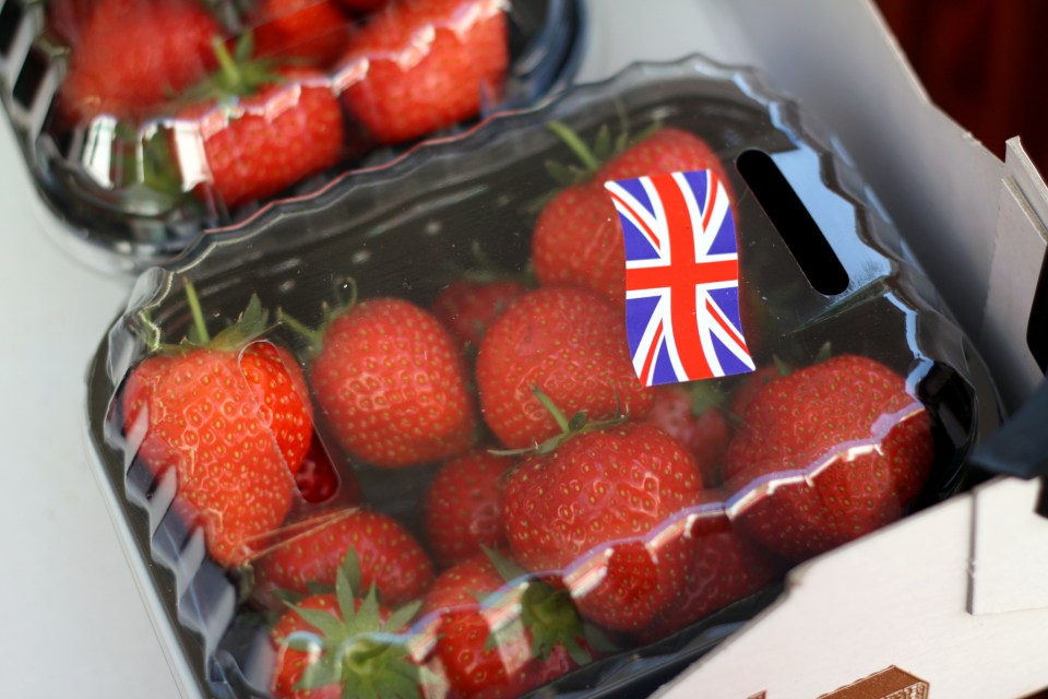 The strawberries sold in Tesco are now all labelled with the Union Jack