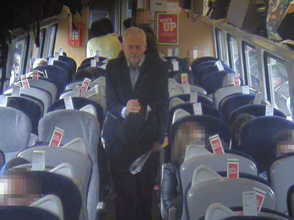 Jeremy Corbyn on the train