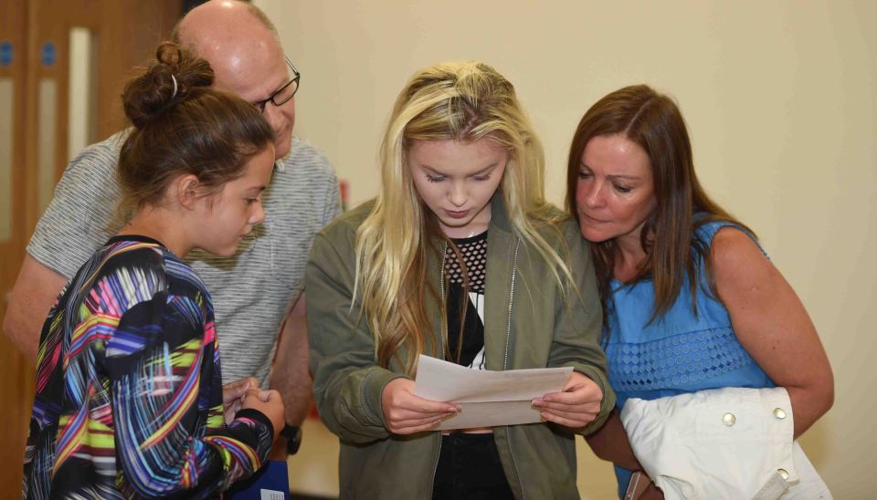 Pupils at St Michael's Catholic Academy, Billingham collect their results 