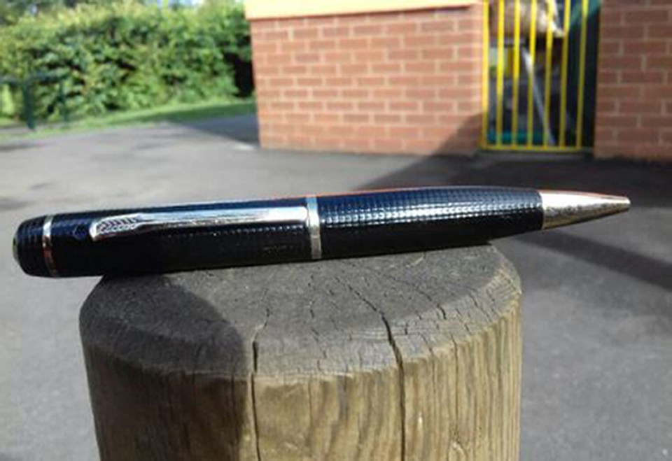 The spy pen used to record students and adults in the loo of the school