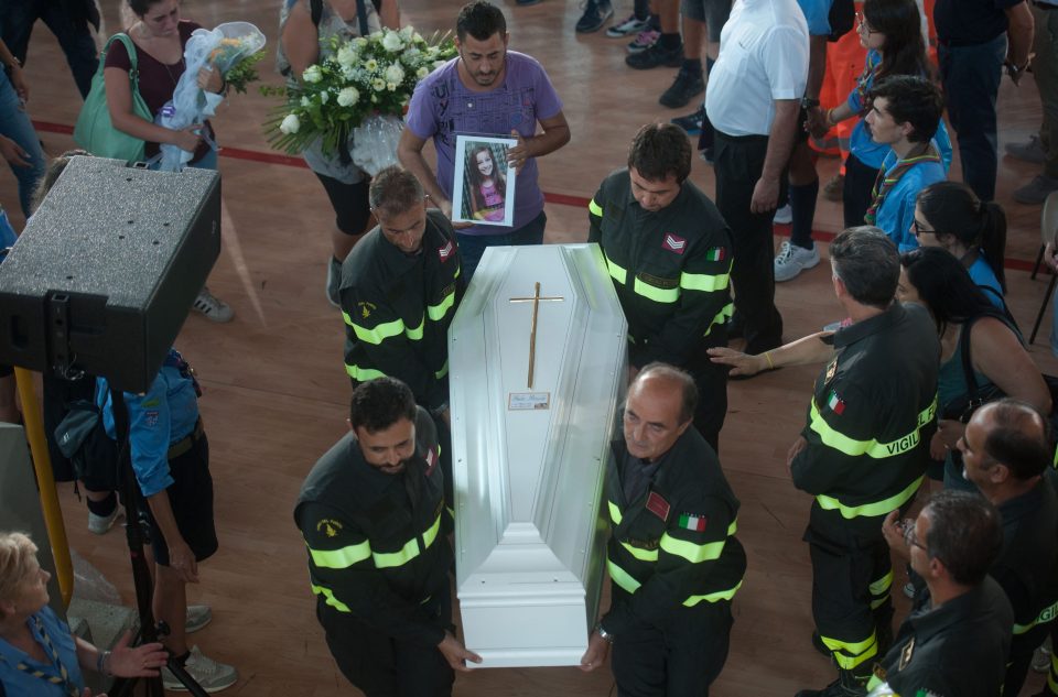 Heroic Giulia Rinaldo is carried from the funeral service