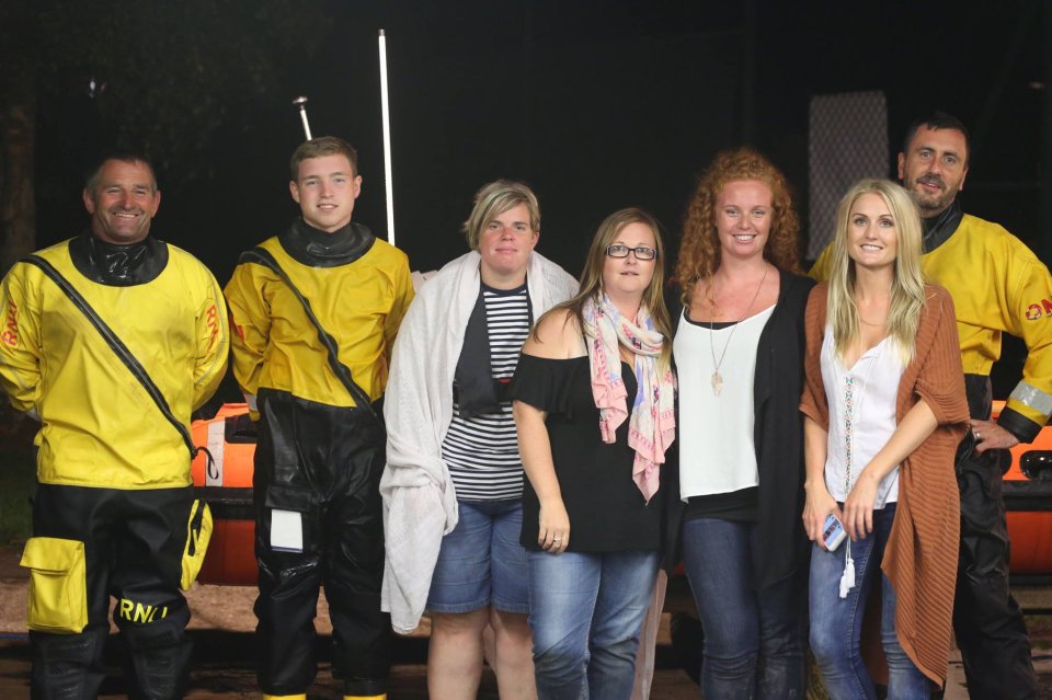 The hen party pictured with their saviours