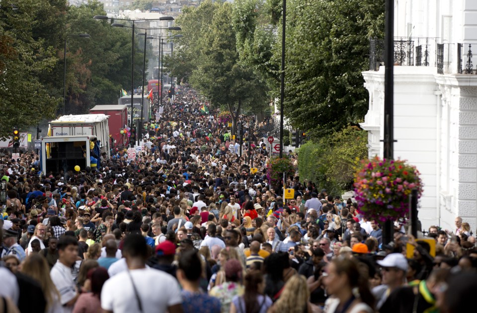 The huge crowd on Ladbroke Grove during the Children's Day parade in west London