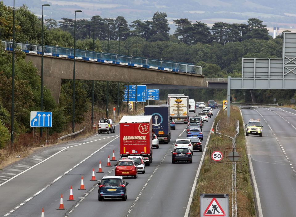 Traffic going under the bridge today