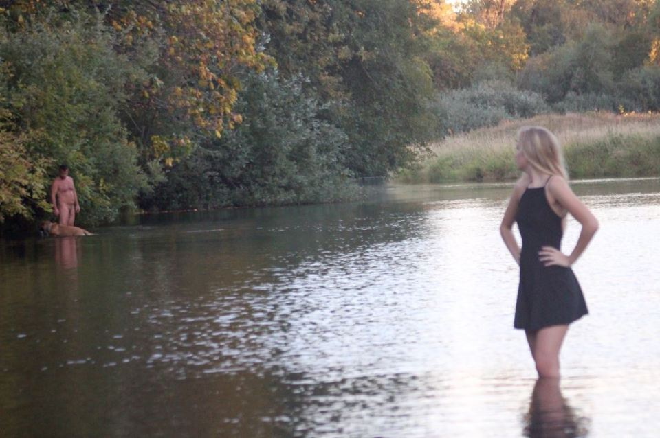 Jillian spots naked swimmer lurking in background of her snaps
