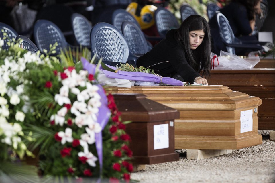 Thirty-seven of those killed by the earthquake last Wednesday were honoured at service in the destroyed town