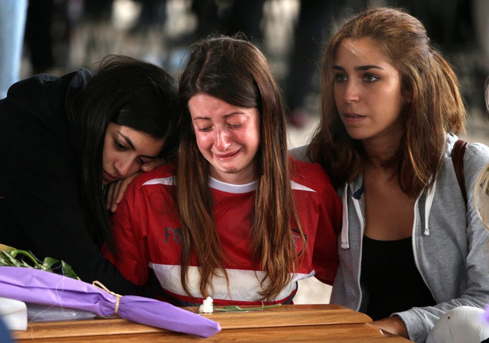 Mourners paid their tributes to the victims in the tiny mountainous town in central Italy