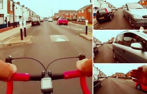 Cyclist films furious row after terrifying near miss by motorist ... buth which one had the right of way