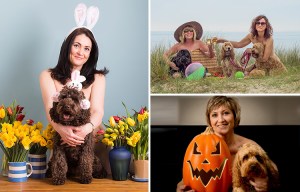 Cheeky cockapoo owners pose naked in racy calendar to raise awareness of the designer breed