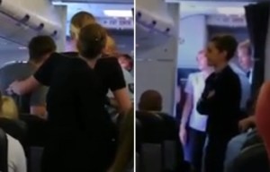 Moment drunk passenger is thrown off Glasgow to Ibiza flight after he forced plane to divert