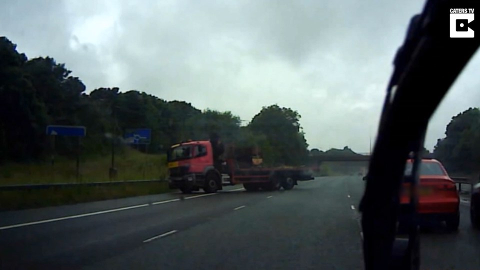 Lorry spinning out on motorway