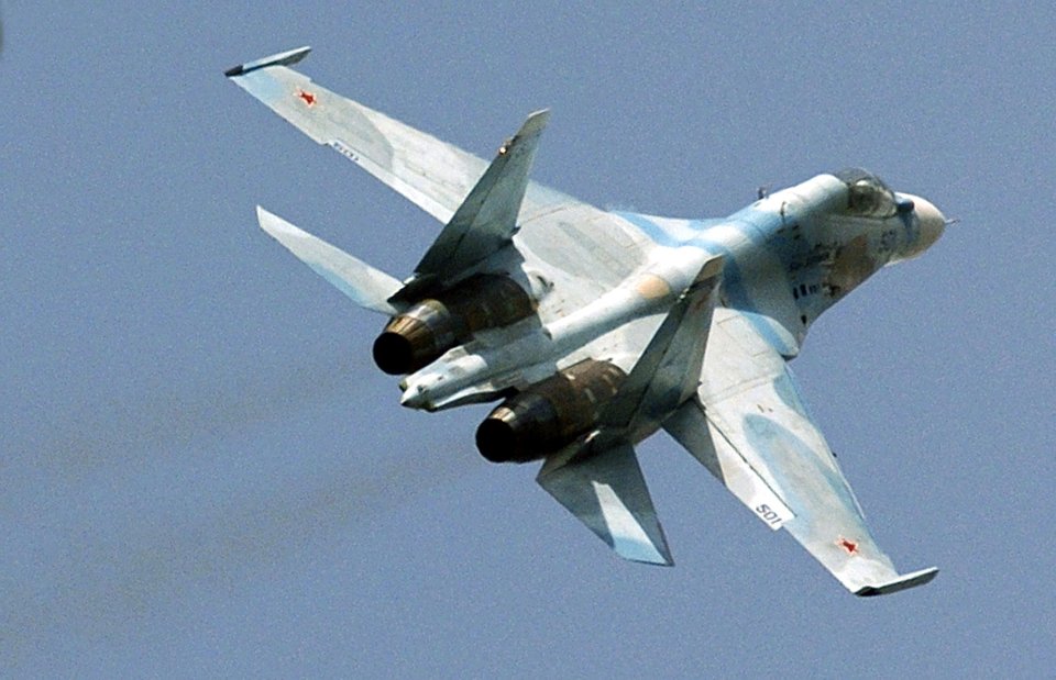 Pictured, a Russian Sukhoi Su-30 fighter jet. Sweden is worried about Moscow's aggression