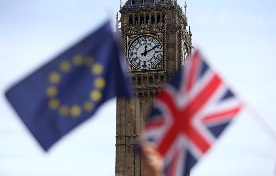 A Union Jack and the EU flag
