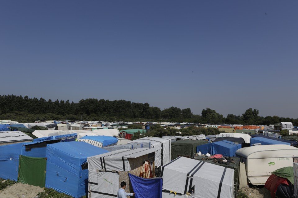 The make shift refugee camp the Jungle sprawls along the