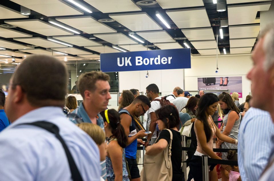 UK Border immigration control at Gatwick Airport