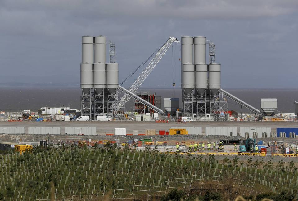 of men working at the Hinkley Point C nuclear power station site near Bridgwater in Britain