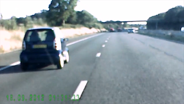 The pensioner was speeding down the fast lane of the M5 the wrong way 