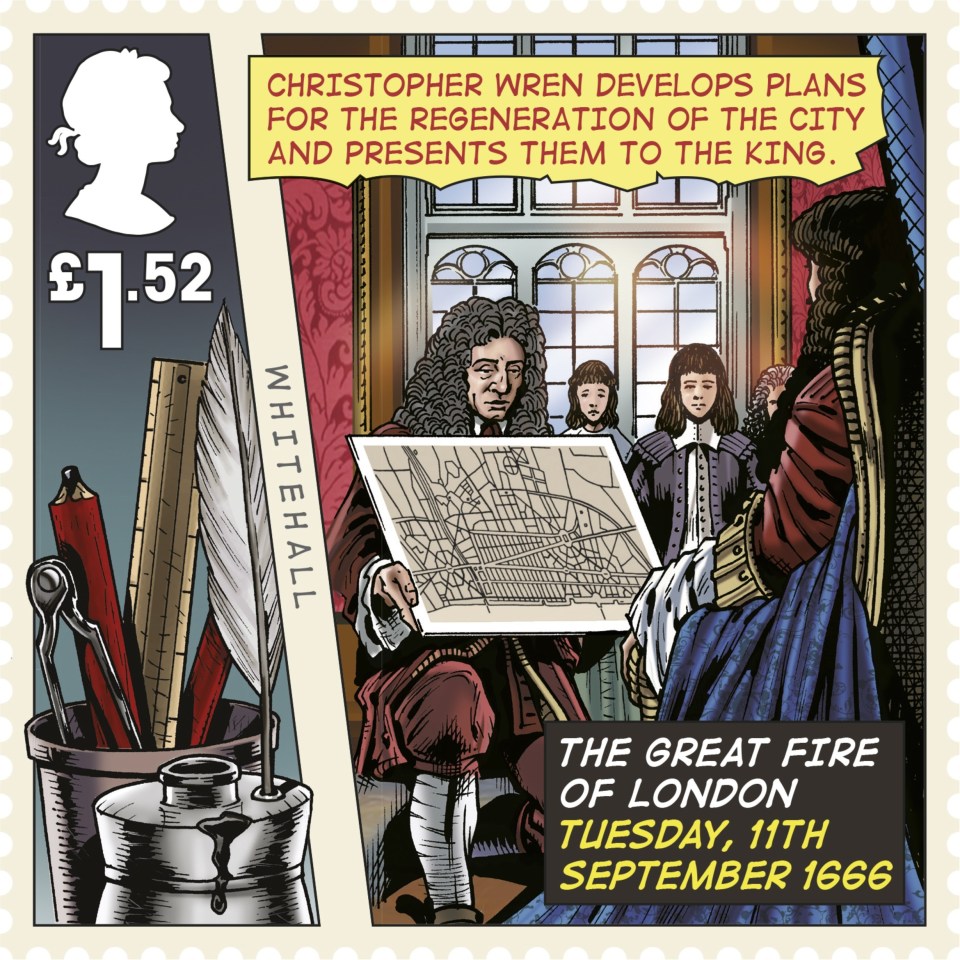 The Great Fire of London stamps