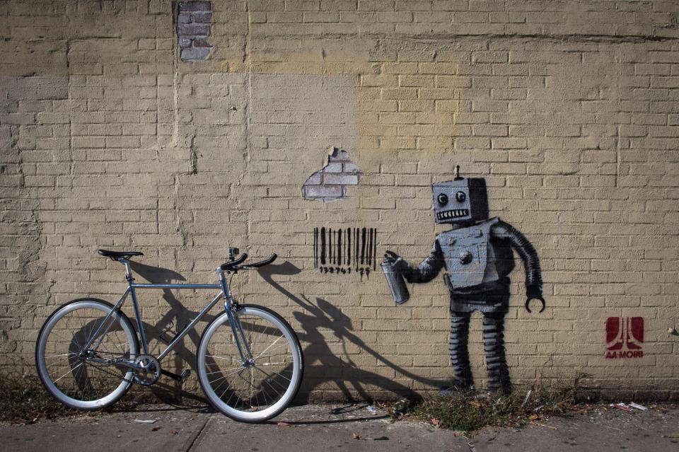 The urban artist is world famous for his satirical graffiti works that have popped up all around the globe