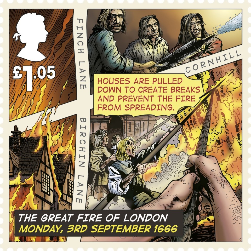 The Great Fire of London stamps