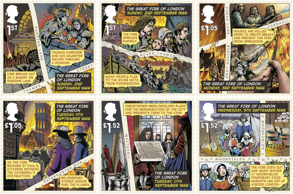 The Great Fire of London stamps