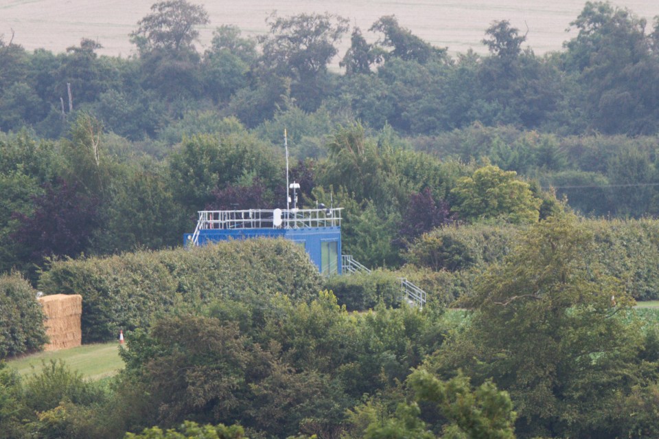 A blue tower with a large antenna was clearly visible next to the testing ground, which is located near to the internet retail giant's research and development facility