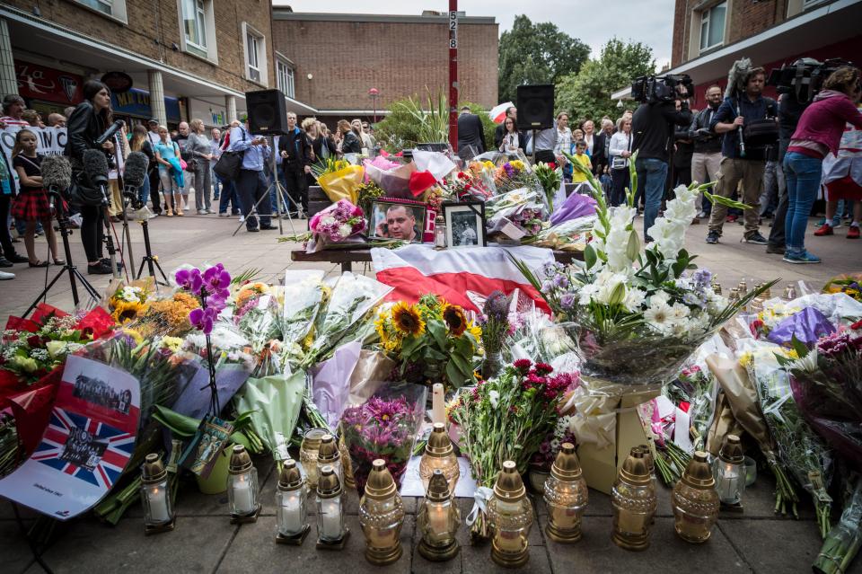 Essex, Harlow UK. 3rd September, 2016. Remembrance vigil and unity march organised by British Poles for Arkadiusz Jozwik, known as Arek, a polish factory worker beaten to death in a suspected race-hate attack in his adopted home town of Harlow. ¿ Guy