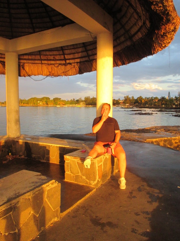 Jeff pictured at the couple's resort before they were left stranded in shark-infested waters