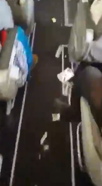 Cabin is completely covered in litter during plane's 'maiden flight'