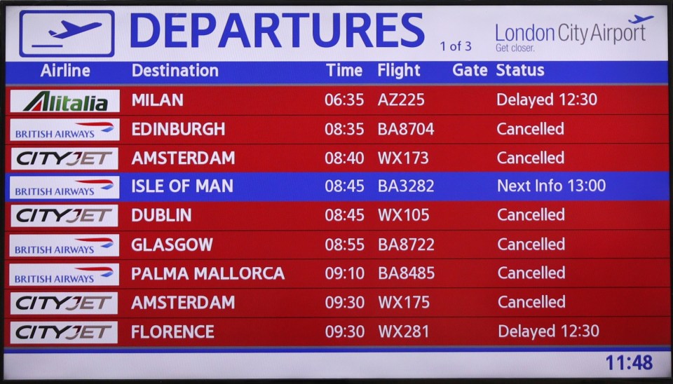 Scores of outgoing flights were cancelled, with arrivals diverted to other airports