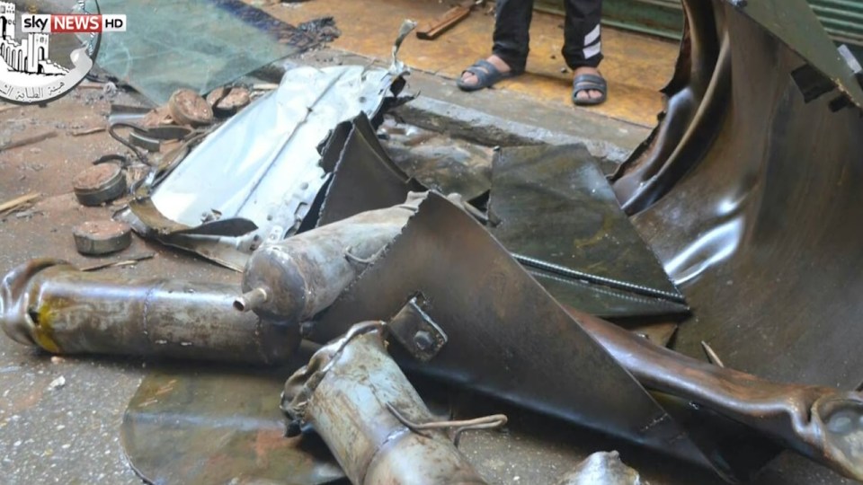 What looks like chlorine cartridges after the attack