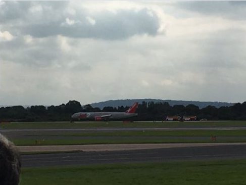 The plane finally landed on the tarmac after its landing gear failed to retract after take off
