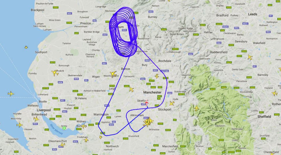 The plane was left going round and round in circles for 90 minutes following take off