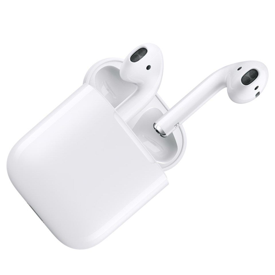 The airpods are fitted with a tiny rechargeable battery and work wirelessly