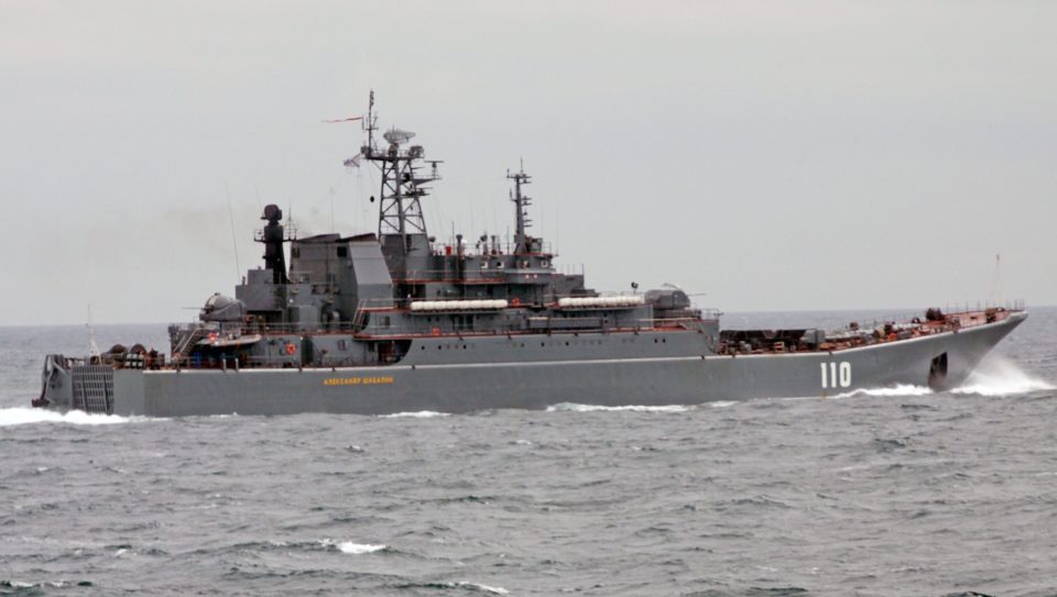 Russian ships like this Ropucha pictured off the coast of the UK will be taking part in exercises 