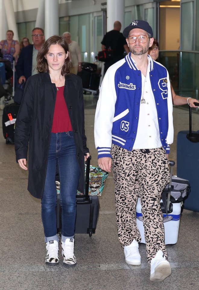 Amanda Knox and her boyfriend Christopher Robinson arrive in Toronto to promote the Netflix documentary 'Amanda Knox'
