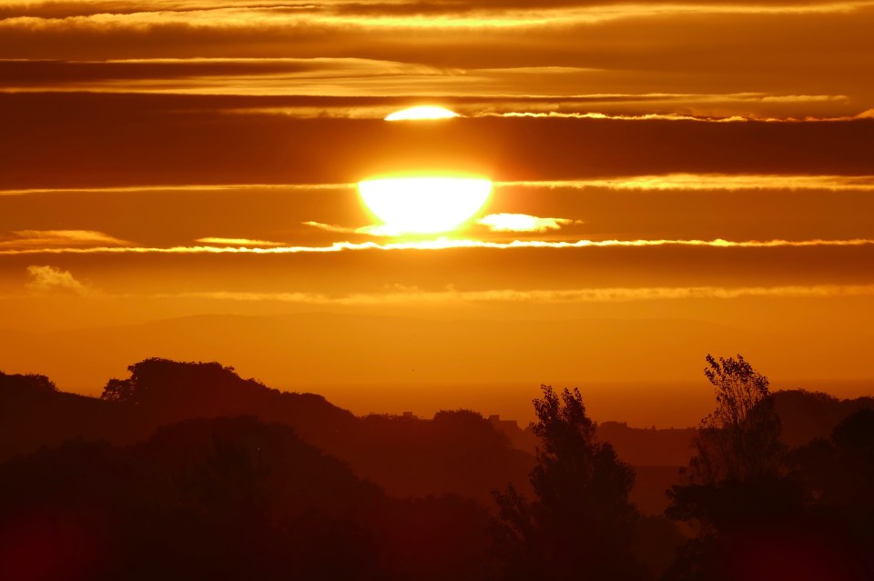 A golden sunrise this morning in Dorset suggests the day ahead will be a pleasant one