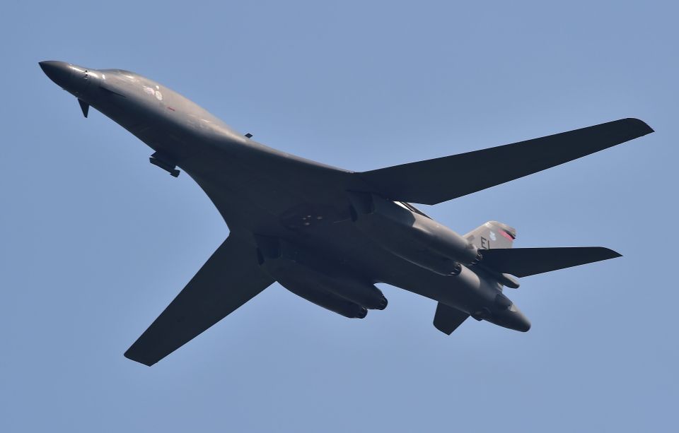 A US B-1B Lancer flies over the Osan Air