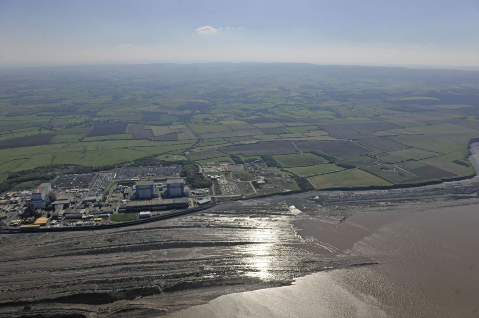 An aerial view of the Hinkley Point site, with views of the existing Hinkley A and Hinkley B power stations