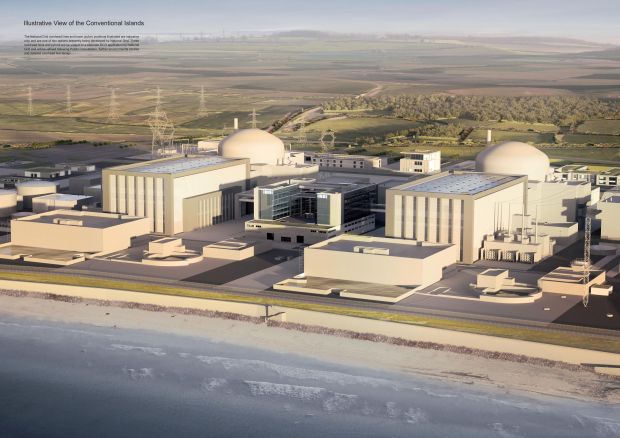 An artist's impression issued by EDF of plans for the new Hinkley Point C nuclear power station