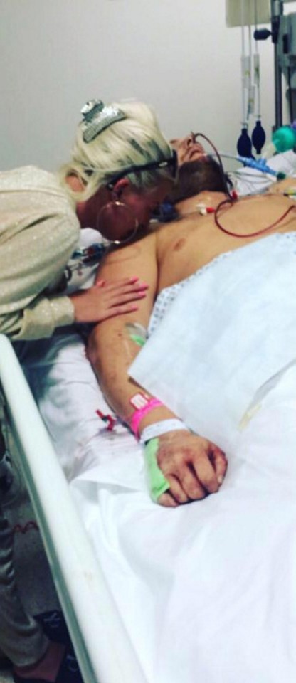His sister April Hayden, 23, posted online this picture of her kissing his shoulder in hospital before he died