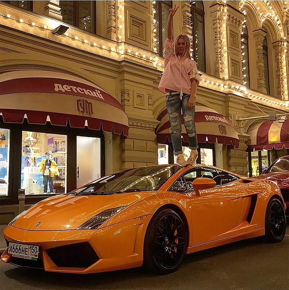 The 25-year-old is being hunted by police after footage appeared of her Lamborghini Gallardo speeding along a Moscow highway used by Vladimir Putin on his commute to and from the Kremlin